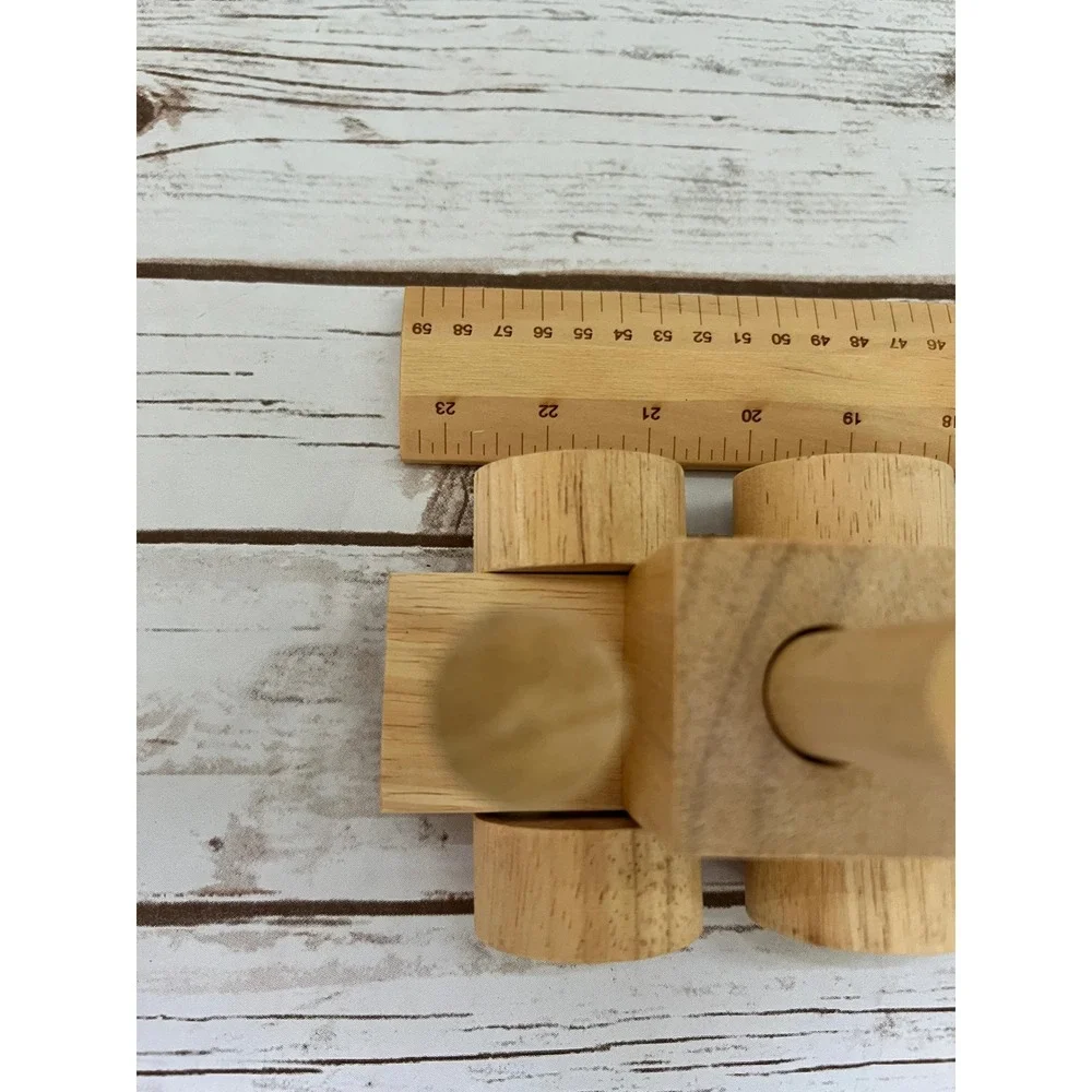 Wooden Stacking Train Pull Toy Natural Wood Montessori Waldorf OS